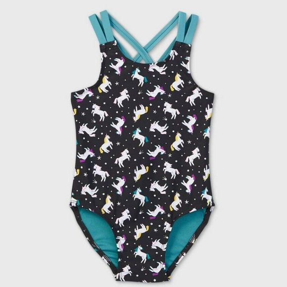 🎁5/$25-Unicorn 1-piece bathing suit, size 2T - Picture 2 of 8